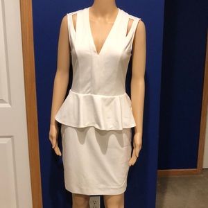 Bebe White Peplum Ponte Dress M
